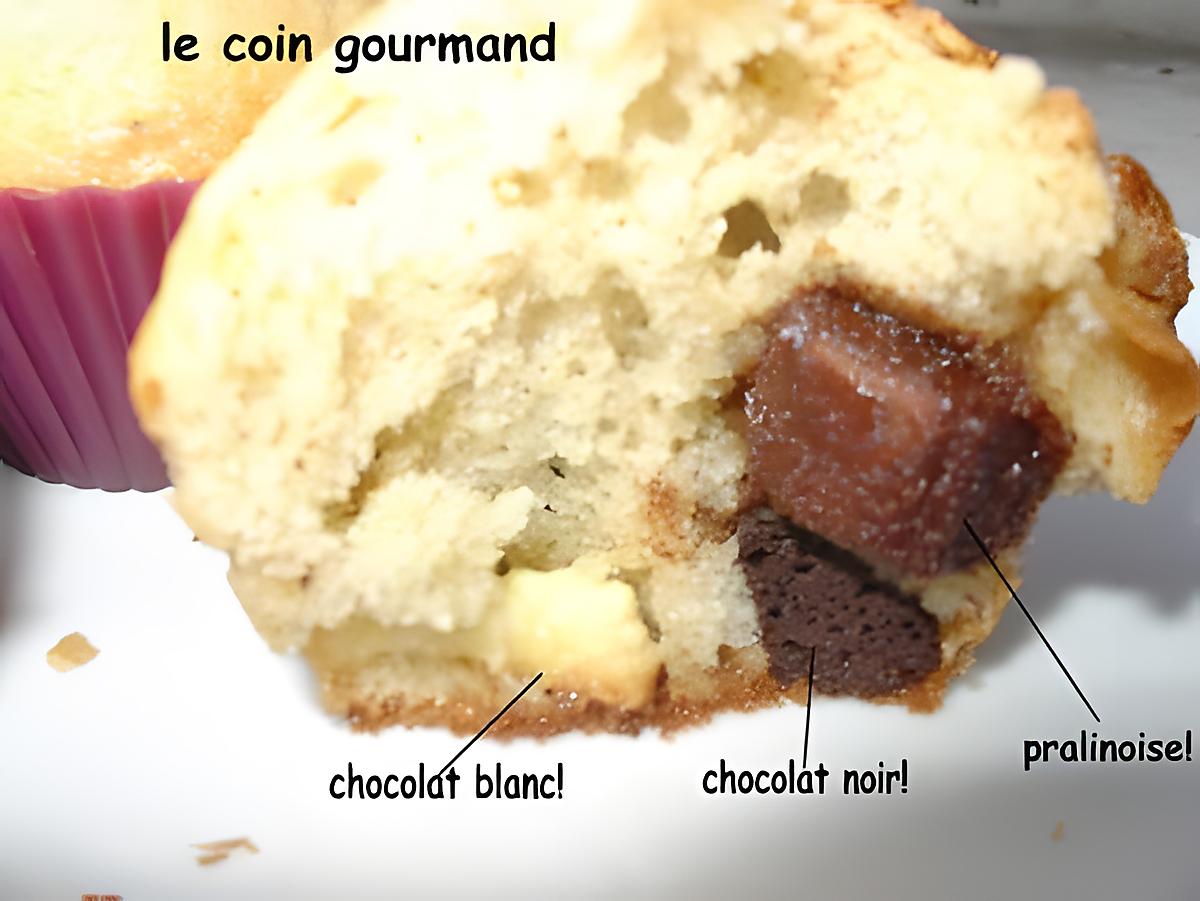 recette muffins aux 3 chocolats...