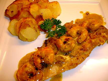 recette Filet de Cabillaud aux crevettes sauce curry
