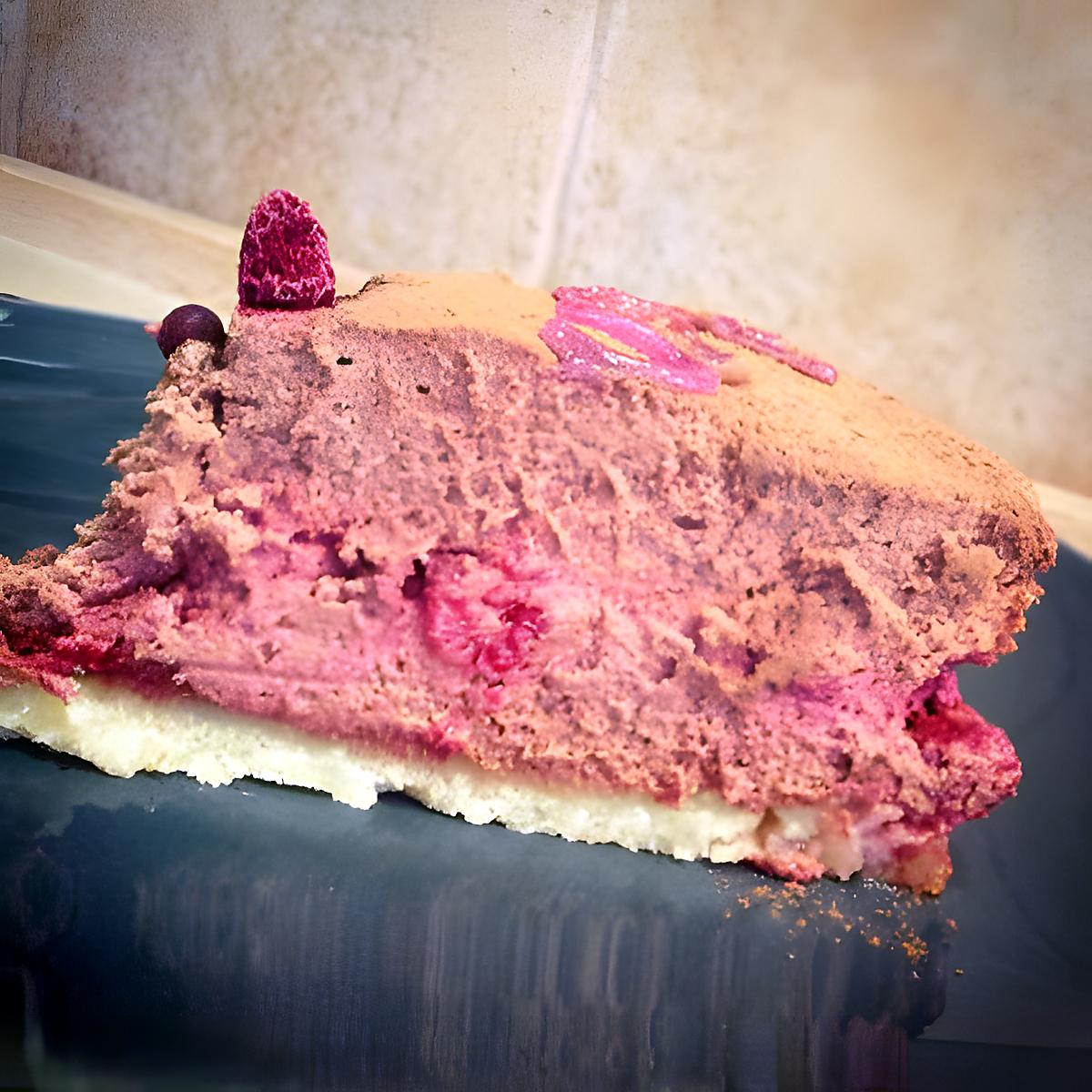 recette Gâteau mousse choco framboises