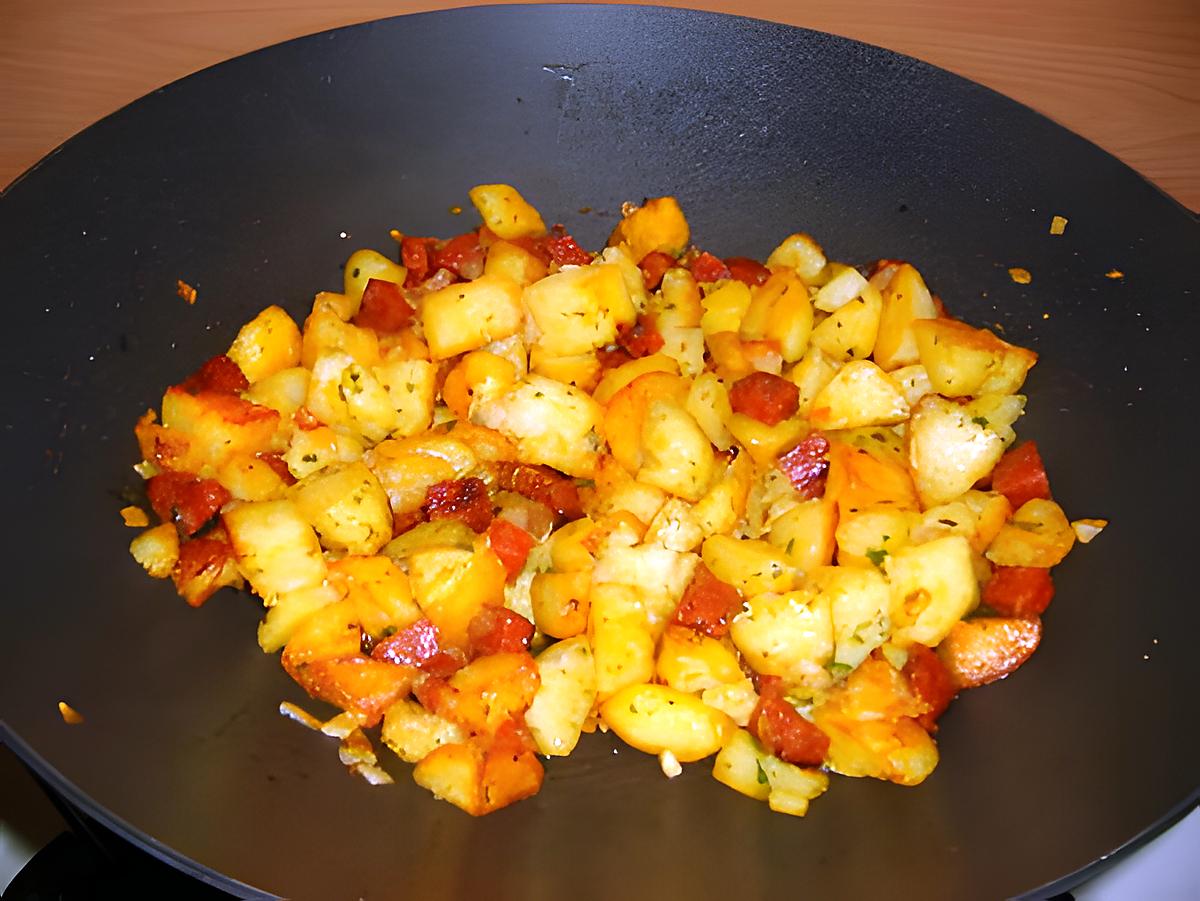 recette Wok de pommes de terre et chorizo