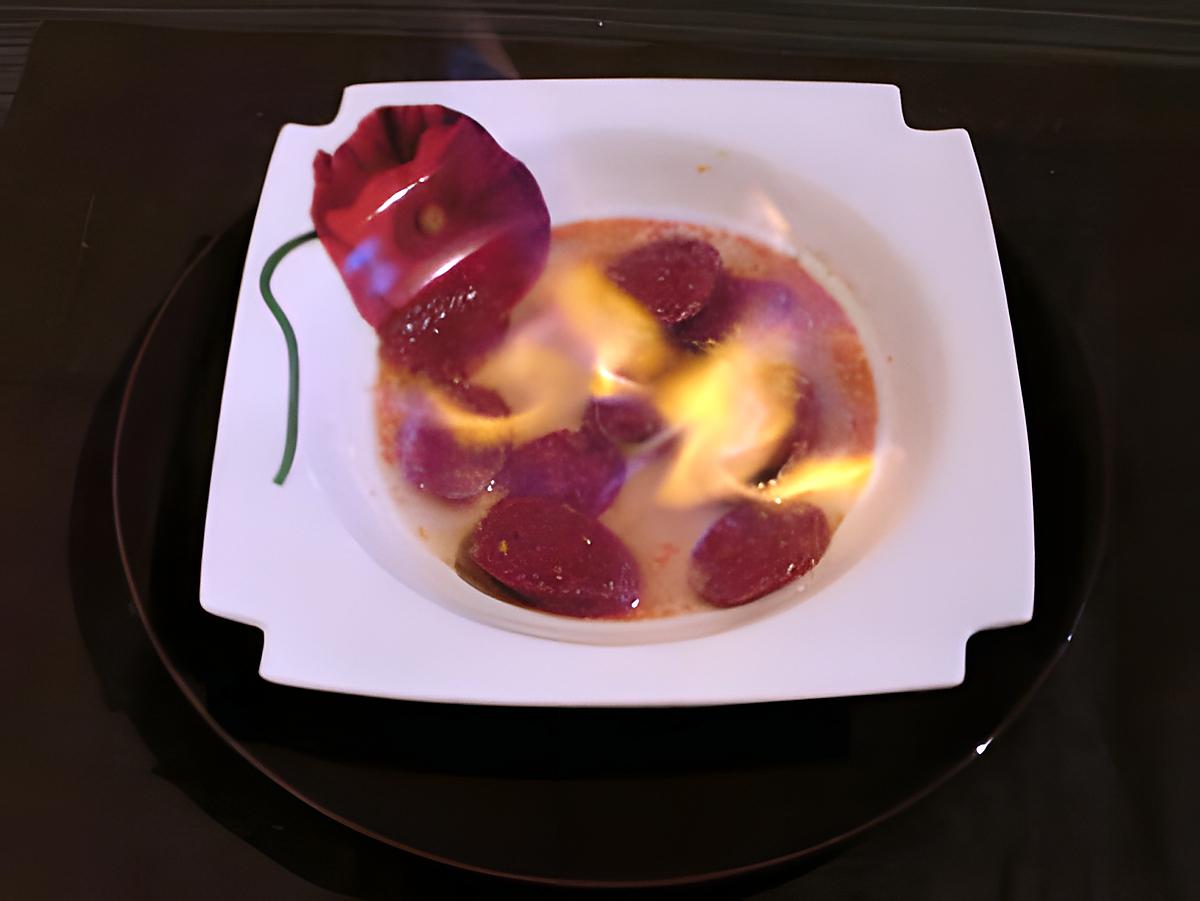 recette Chorizo flambé