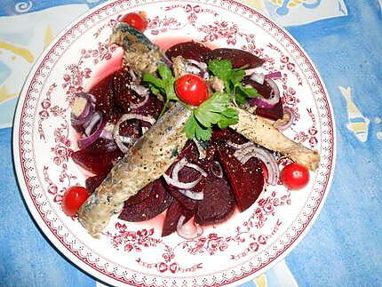 recette Salade de betterave au filets de maquereau