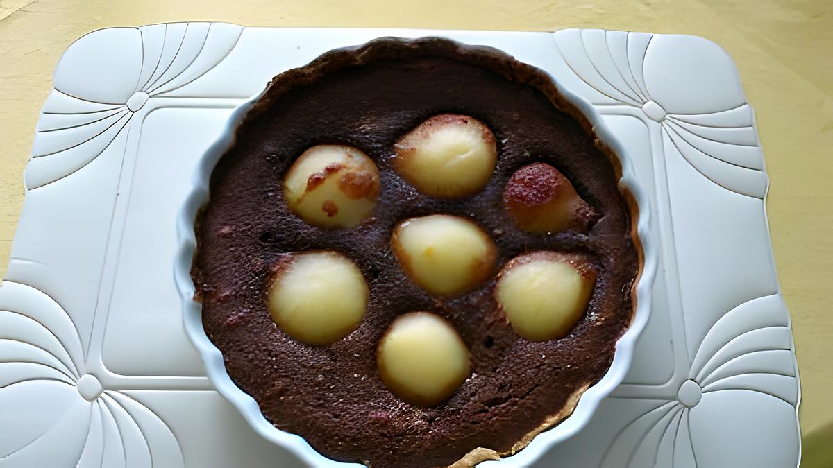 recette Tarte poire et chocolat à la frangipane