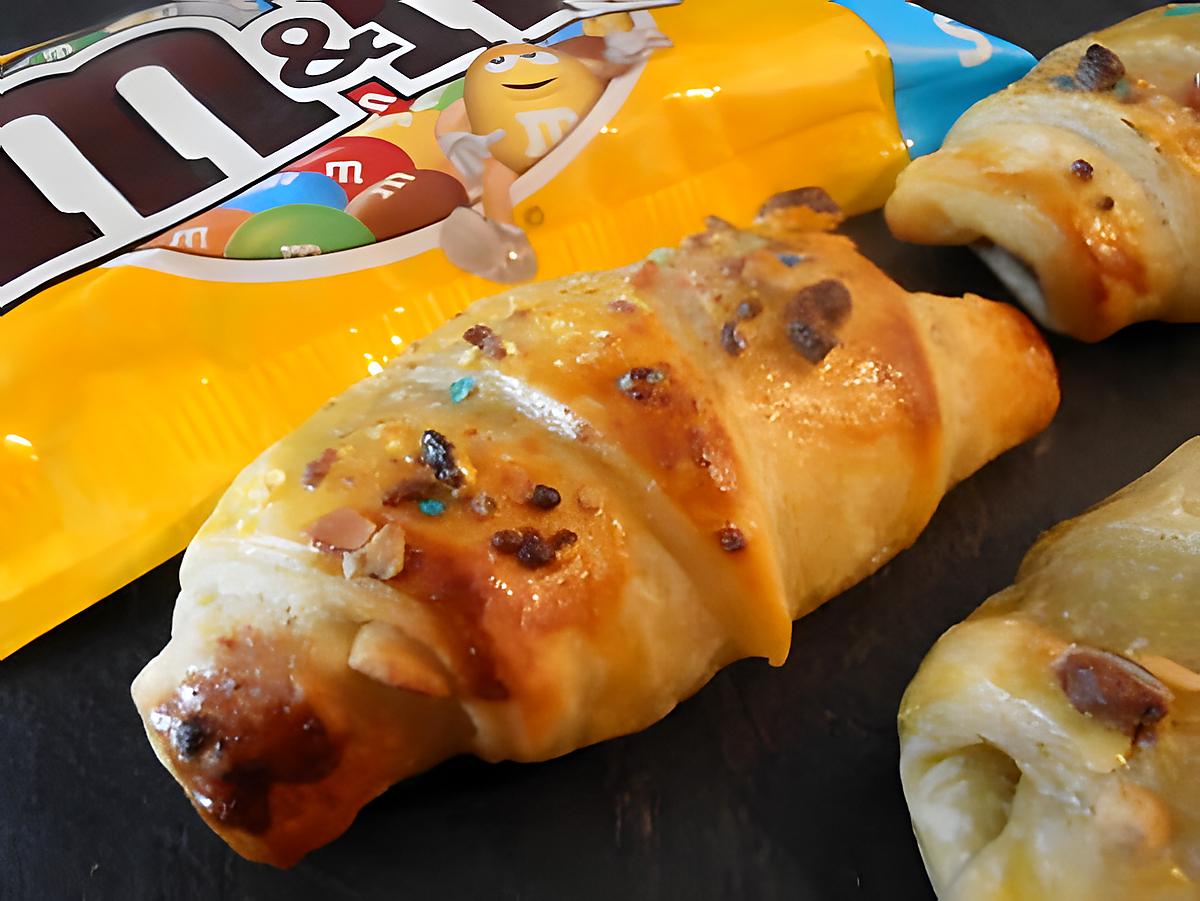 recette petits croissants gourmands au nutella, croquant de m&m's