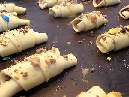 recette petits croissants gourmands au nutella, croquant de m&m's