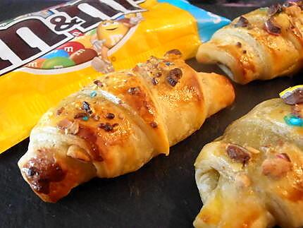 recette petits croissants gourmands au nutella, croquant de m&m's