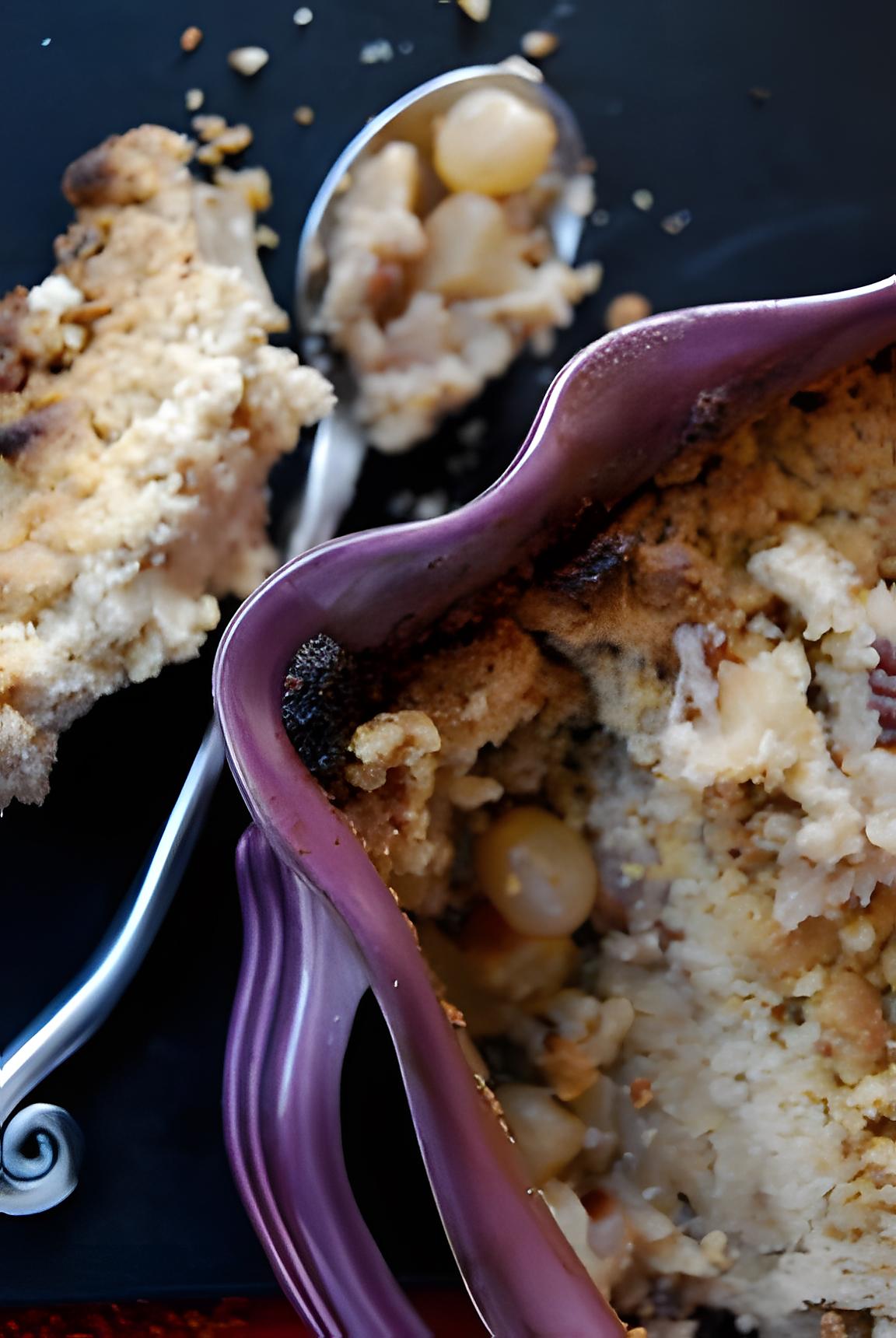 recette Crumble à la noix des pommes raisins