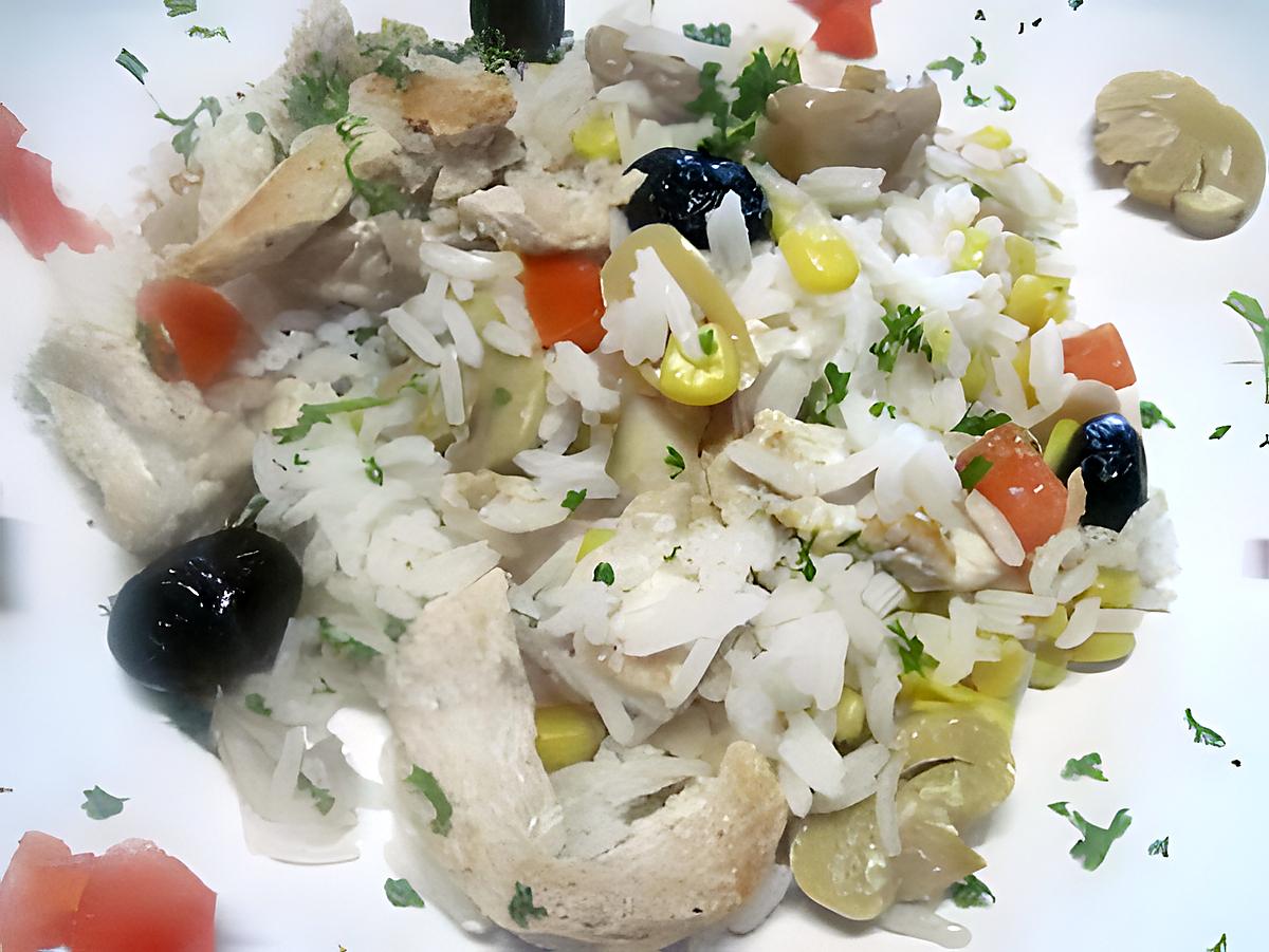 recette Emincé de filet de poulet au riz et légumes.