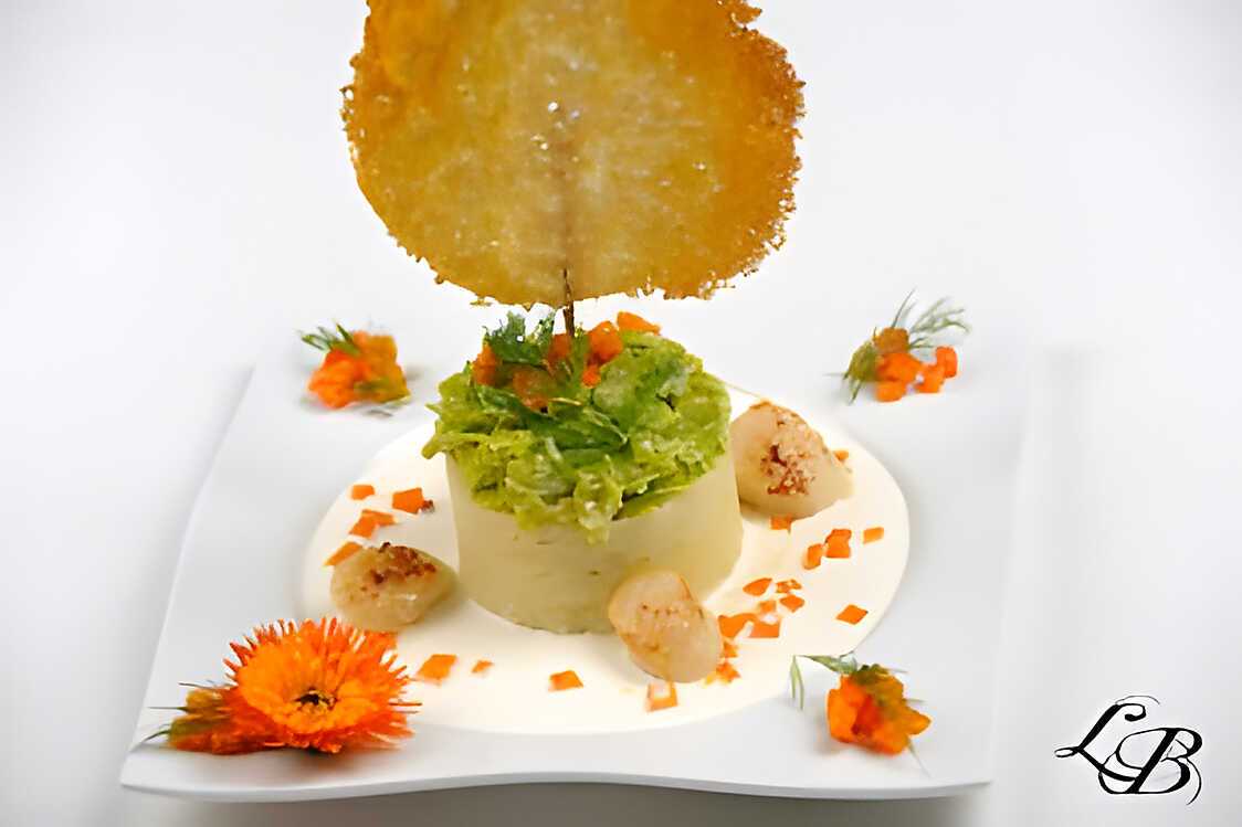 Recette de St Jacques sur purée à l'ail fondue de poireaux sauce ...