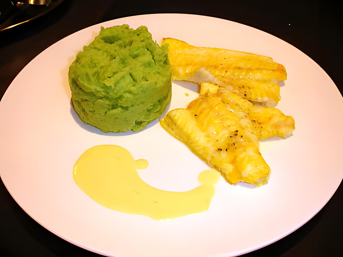 recette sole au curcuma et sa purée de petits pois sauce à l'orange