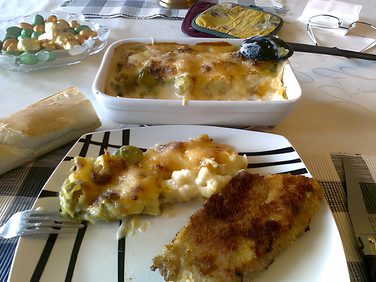 recette gratins aux 2 choux,escalope panée et surprise??????