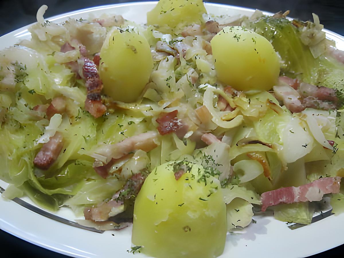 recette Chou aux lardons fumés.en cocotte minutes.