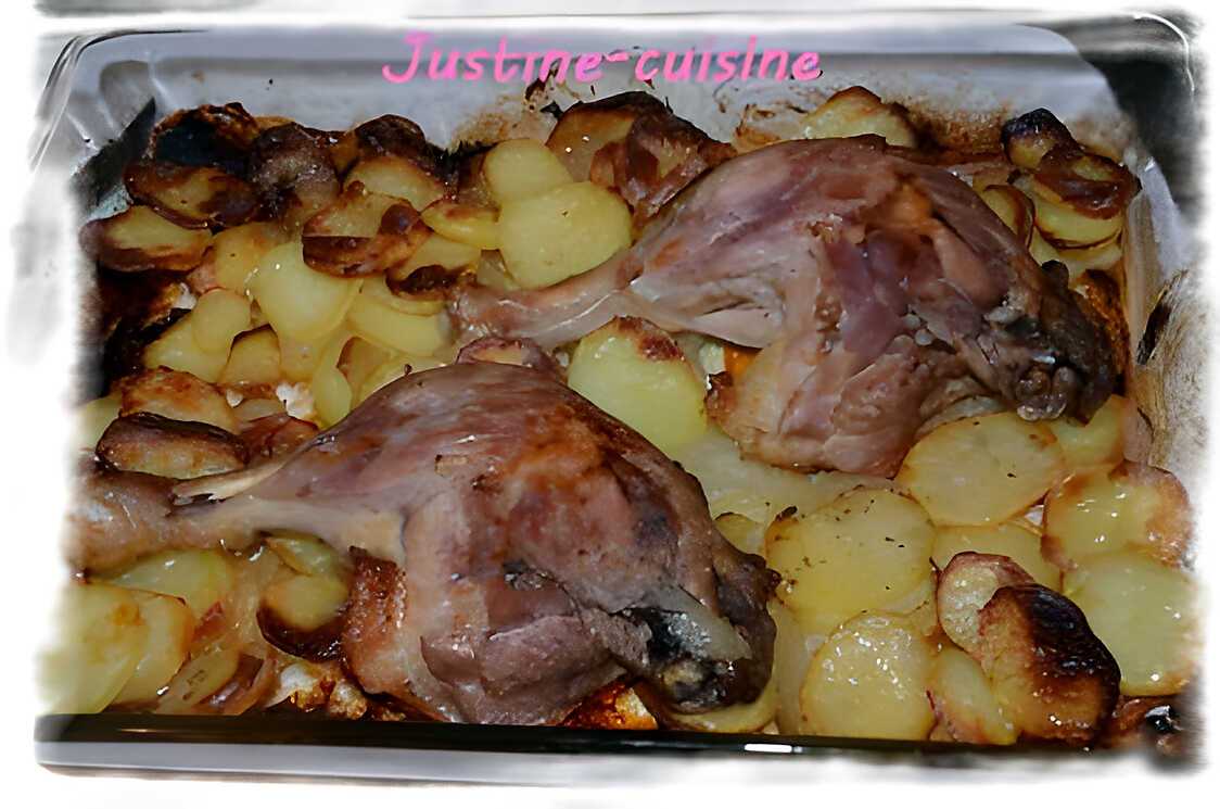 Recette de Cuisses de canard sur lit de pomme de terre