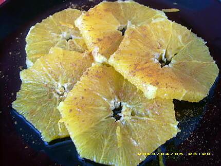 recette carpaccio d'oranges à la fleur d'oranger, pointe de cannelle (diététique)