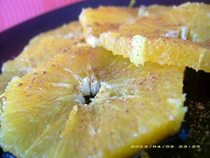 recette carpaccio d'oranges à la fleur d'oranger, pointe de cannelle (diététique)