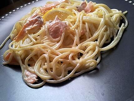 recette Spaghetti au saumon sauce citron