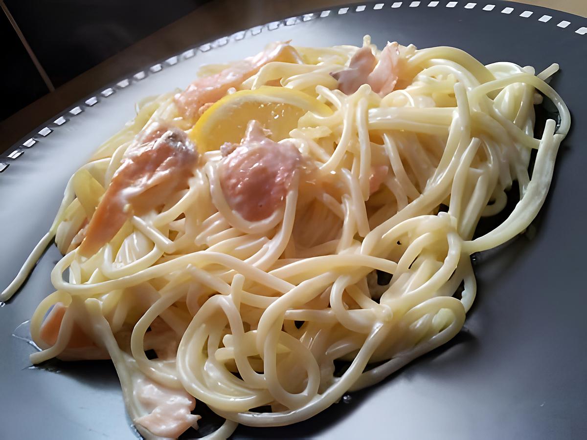 recette Spaghetti au saumon sauce citron