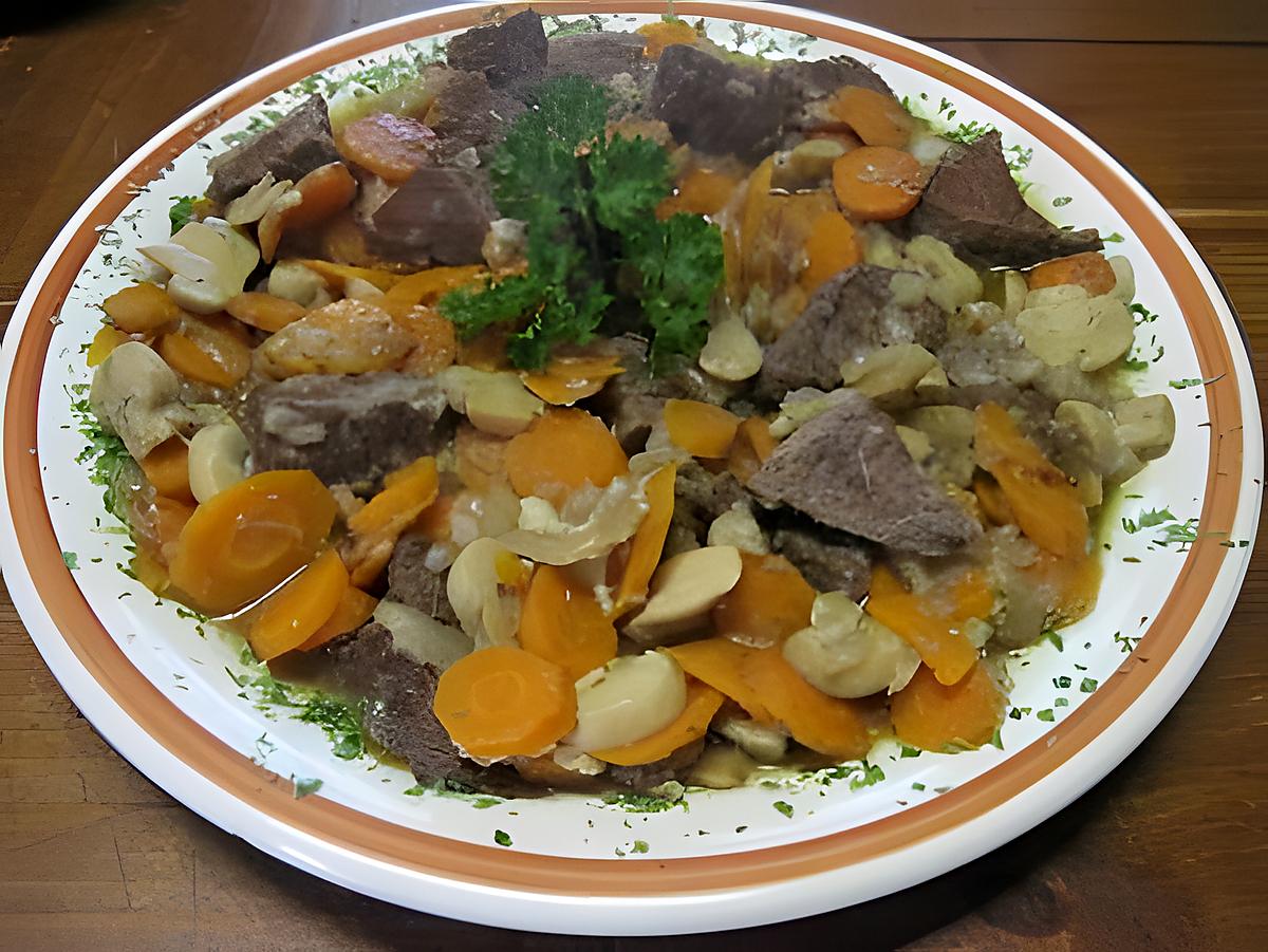 recette Boeuf Bourguigon aux carottes et champignons, sans alcool,cocotte minutes.