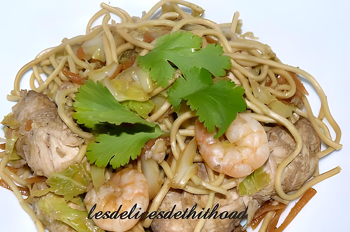 recette nouilles chinoises au poulet et crevettes