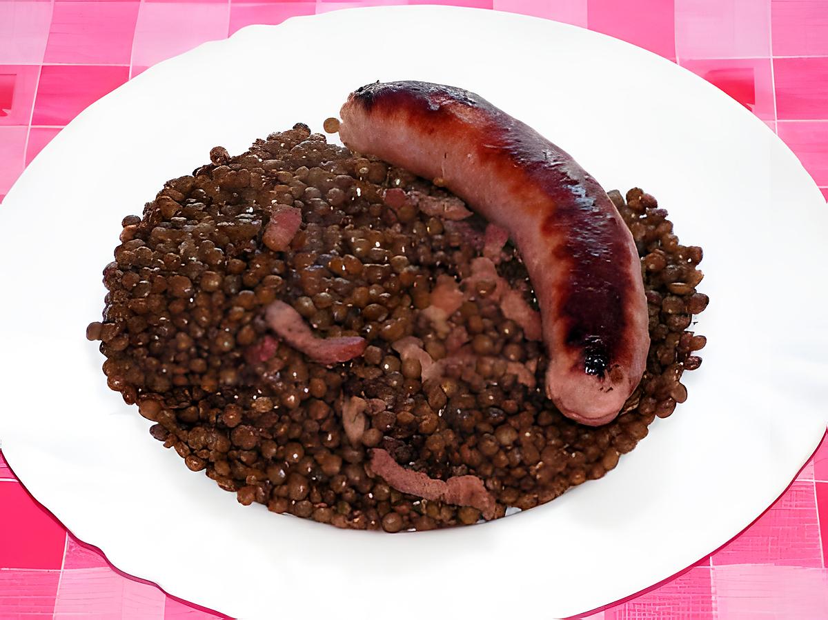 recette Saucisses de Toulouse aux lentilles vertes