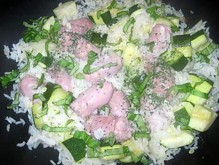 recette Saucisses de Toulouse au riz et courgette.