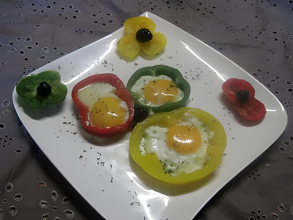 recette Poivrons tricolores aux oeufs.