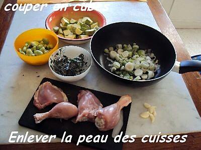 recette Cuisses de poulet légumes en vert