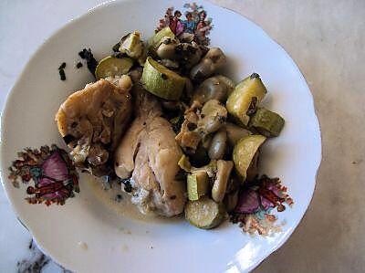 recette Cuisses de poulet légumes en vert