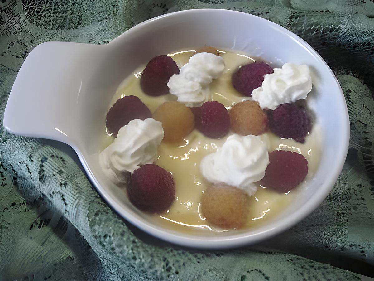 recette Fromage blanc aux framboises et Chantilly.