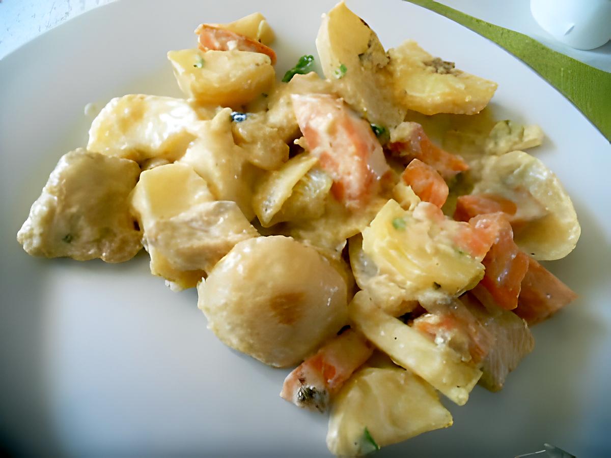 recette Ragoût de dinde à la crème et ses petits légumes !