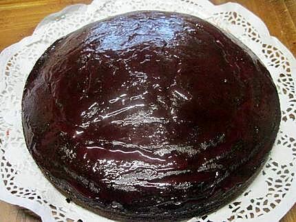 recette Gâteau au chocolat et amandes, coulis de framboises.