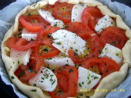 recette tomates et mozzarella revisitées, façon tarte