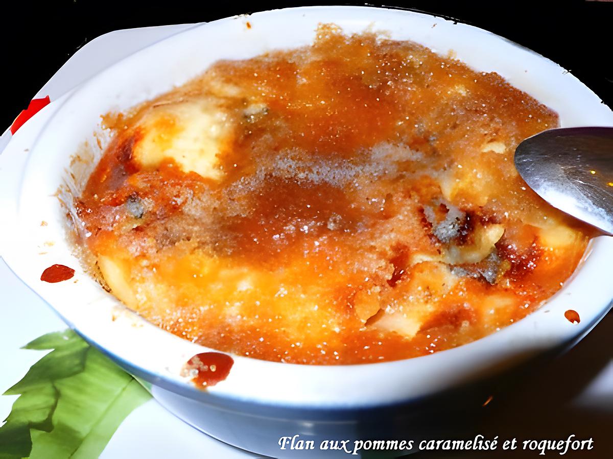 recette Flan aux pommes et roquefort caramélisé