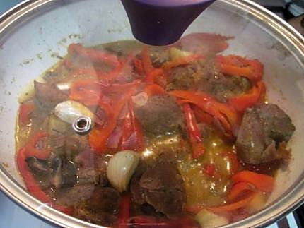 recette Sauté de veau aux poivrons rouges.