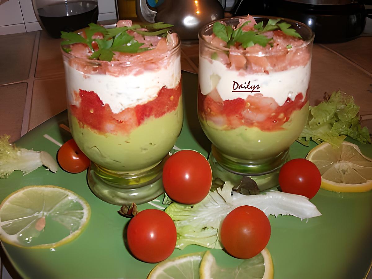 recette Verrines Saumon Crevette Tomate Avocat