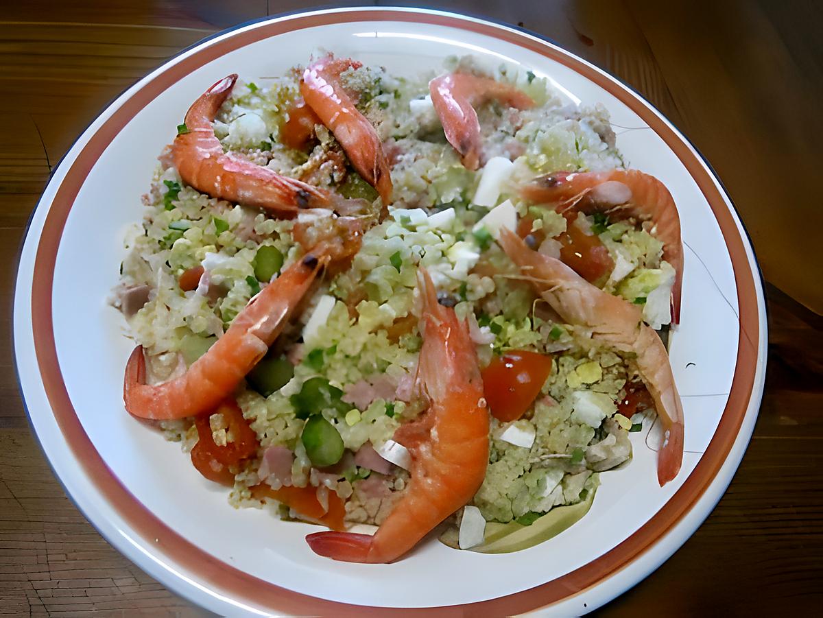 recette Boulgour en salade au  crevettes et ciboulette.