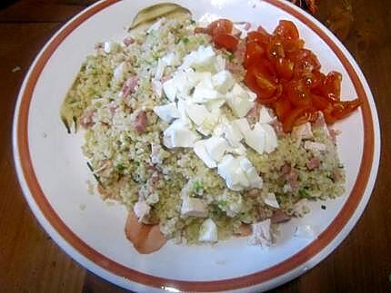 recette Boulgour en salade au  crevettes et ciboulette.