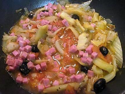 recette Fenouil aux dés de jambon.
