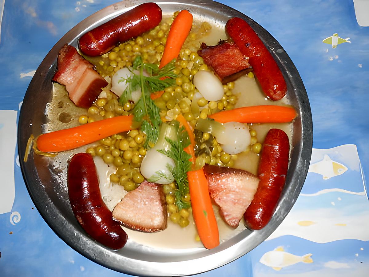 recette Saucisses de montbeliard au petits pois primeur