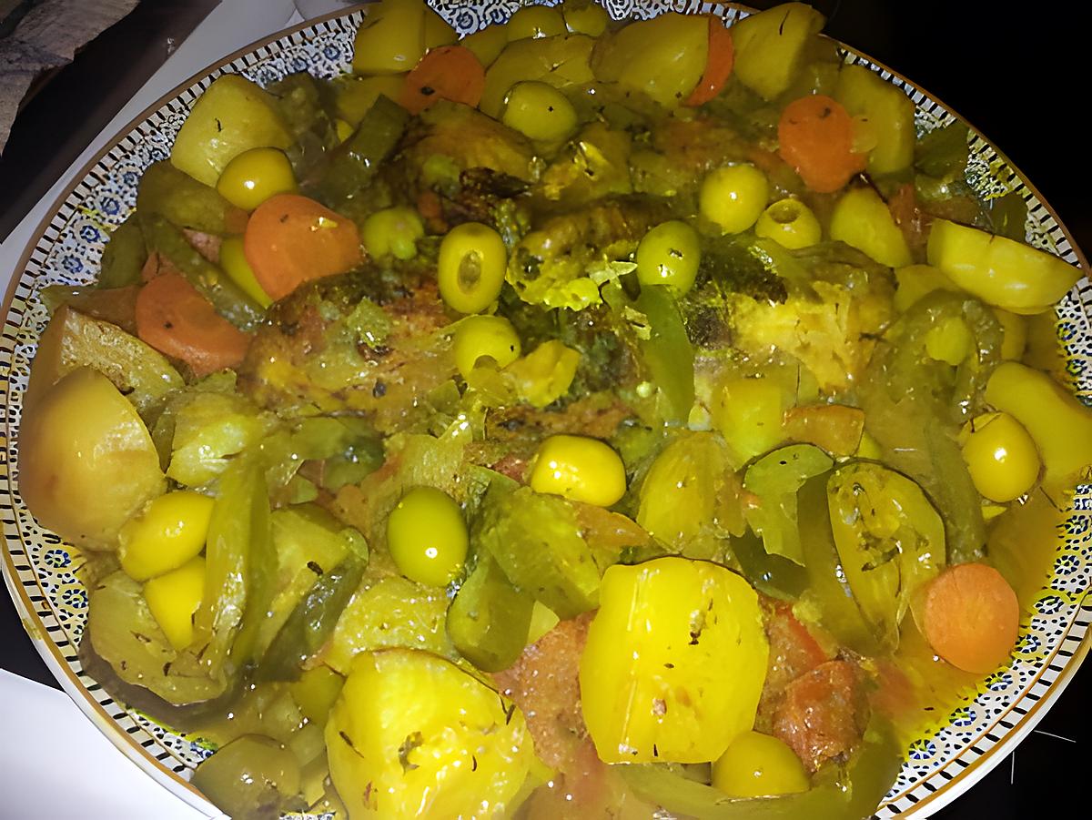 recette poulet aux olives et ses légumes