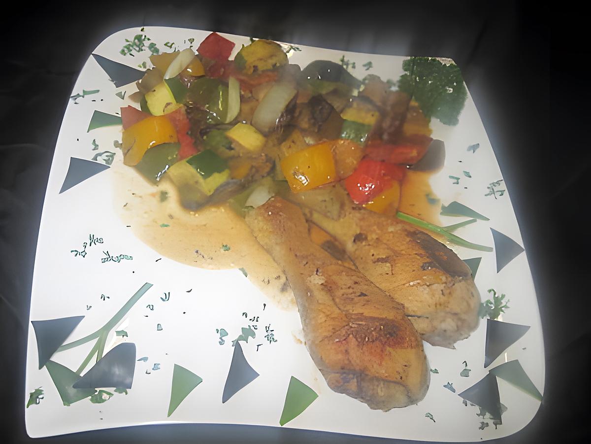 recette Pillons de poulet aux légumes de ratatouille.