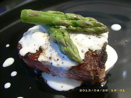 recette tournedos sauce blanche, pointe d'asperges