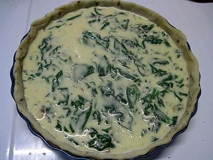 recette Quiche aux jeunes pousses d'épinard.