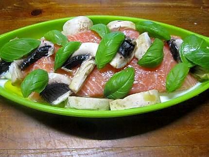 recette Saumon rose aux légumes.micro-ondes.