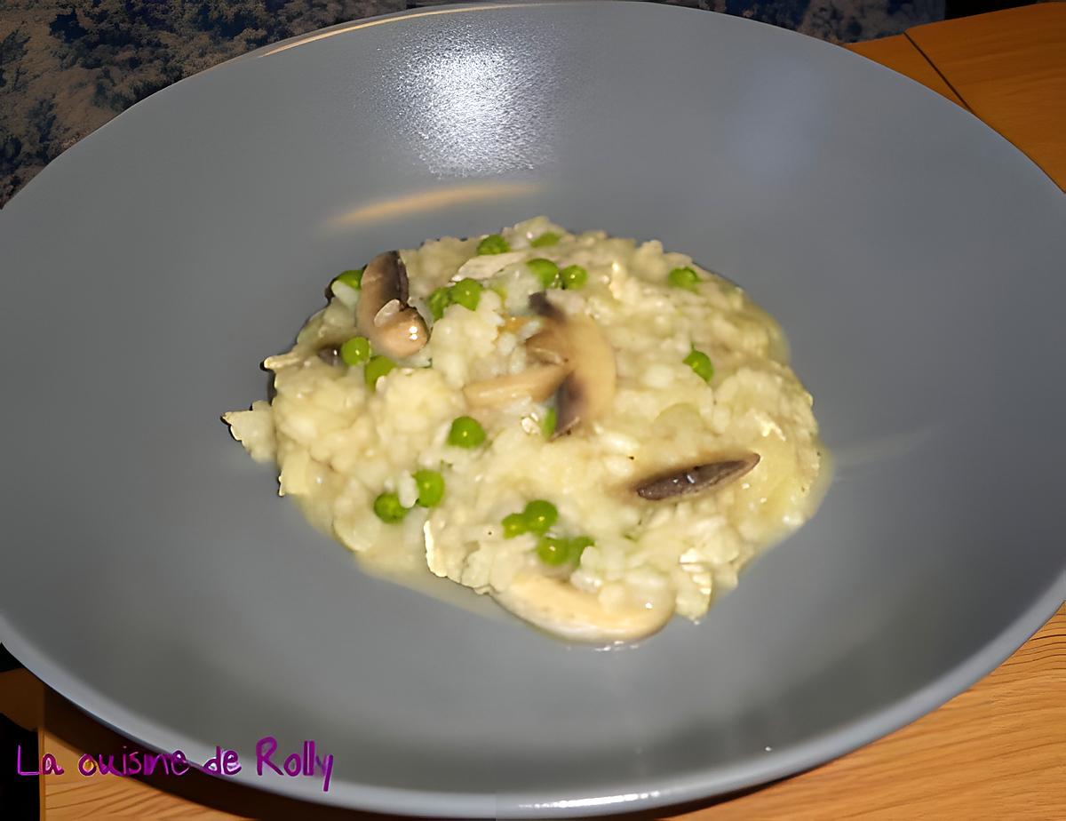 recette Risotto au brie, petits pois et champignons