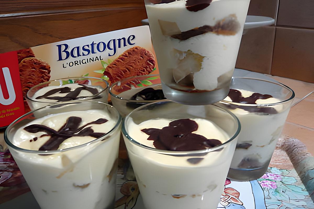 recette Tiramisu poire et chocolat ( biscuit bastogne)