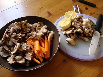 recette carottes POULET champignons  EXOTIQUE