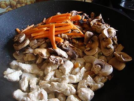 recette carottes POULET champignons  EXOTIQUE