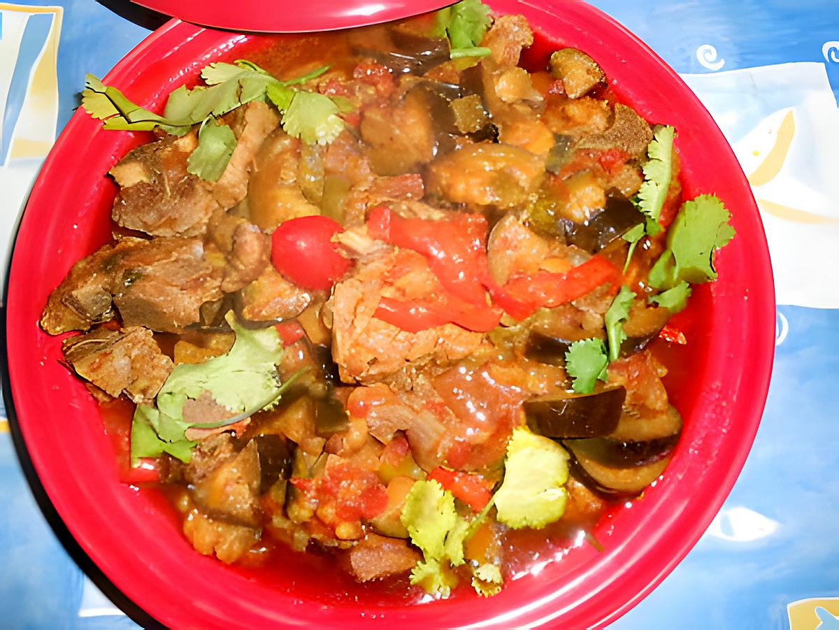 recette Tajine de collier d agneau aux poivrons et aubergines