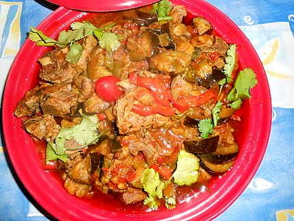 recette Tajine de collier d agneau aux poivrons et aubergines